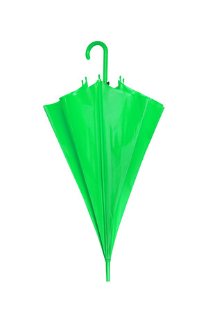 Green umbrella isolated on a white backgroundの写真素材