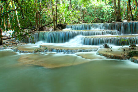 Huay Mae Kamin waterfall in Kanjanaburi,  Thailandの写真素材