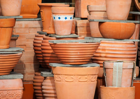 Many clay potsの写真素材