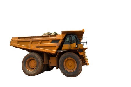 big yellow mining truck on white backgroundの写真素材