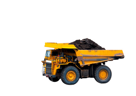 big yellow mining truck on white backgroundの写真素材