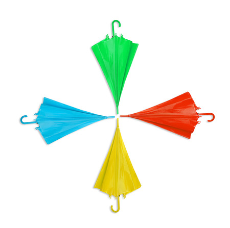 blue umbrella isolated on a white backgroundの写真素材