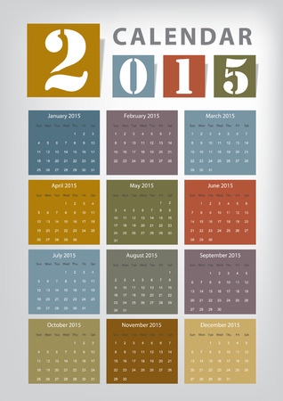 Calendar 2015 Vector earthtone designのイラスト素材