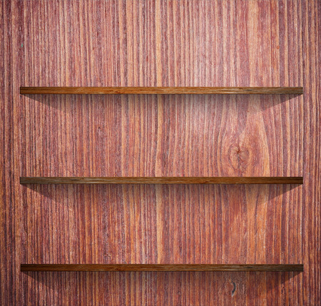 Wooden book Shelf backgroundの写真素材