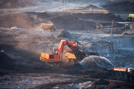coal-preparation plant. Big  mining truck at work site coal transportation, December, 29, 2014 in Lampang, Thailandのeditorial素材