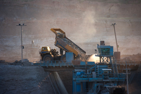 coal-preparation plant. Big  mining truck at work site coal transportation, December, 29, 2014 in Lampang, Thailandのeditorial素材