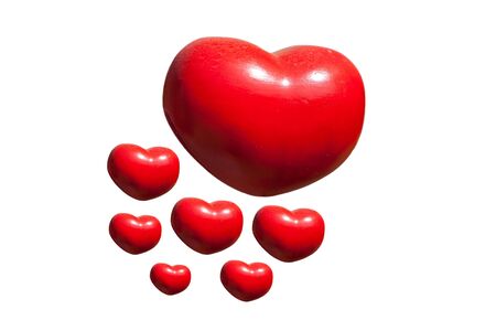 Group of red heart isolated on whiteの写真素材