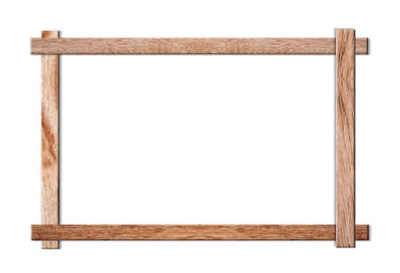 wood frame isolated on white backgroundの写真素材