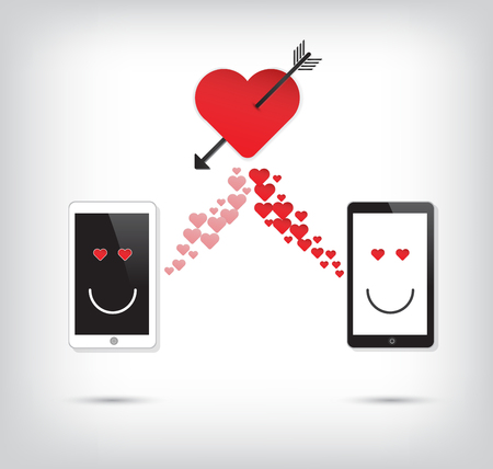 Love Mobile phone with heart and arrow vector iconのイラスト素材
