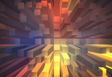 Blue and orange abstract background with 3d extrudeの写真素材