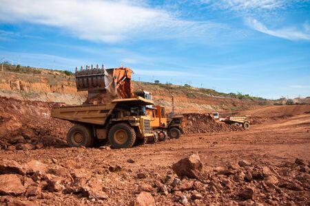 LAMPANG, THAILAND - DEC 29: coal-preparation plant. Big  mining truck at work site coal transportation, December, 29, 2014 in Lampang, Thailandの写真素材
