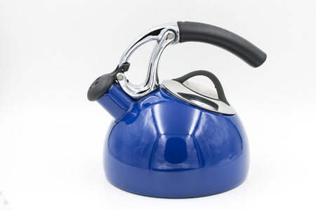 Kettle with whistle. Kettle with whistle on a white backgroundの写真素材