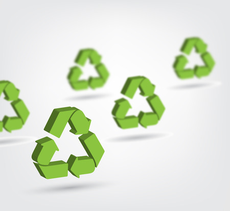 Vector illustration of 3d recycling symbol on whiteのイラスト素材