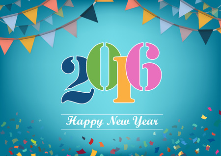 Happy New Year 2016 text designのイラスト素材
