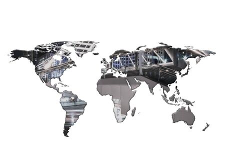 World map Abstract Double exposure conceptの写真素材