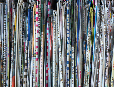 Row of many thailand newspapers background for publishing designの写真素材
