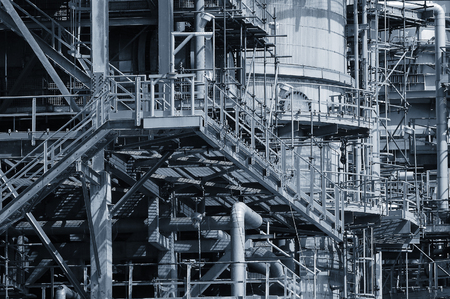 Pipelines and towers view of oil and gas refinery.の写真素材