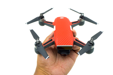 BANGKOK , THAILAND - JULY 29 , 2017 : DJI Spark drone start sell in Thailand, Spark is a mini drone from DJI.のeditorial素材
