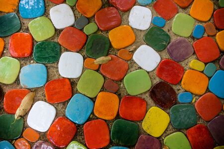 The floor is made of colorful ceramic. A ceramic is an inorganic, non-metallic, solid material comprising metal.の写真素材