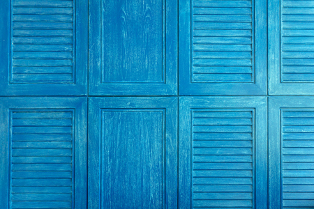 Texture of blue color wooden vintage window.の写真素材