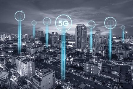 5g communication network connection for internet concept or technology concept. internet of things.