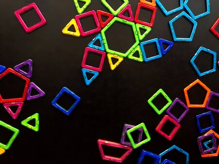 Many magnets are stuck on the blackboard.の写真素材