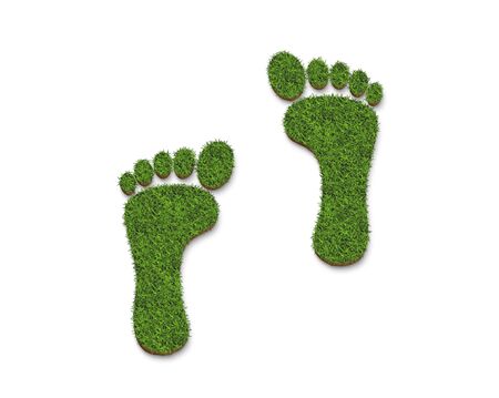 Recycle icon logo from green grass texture isolated on white background for Recycling and Ecology concept design. 3D illustration.の写真素材