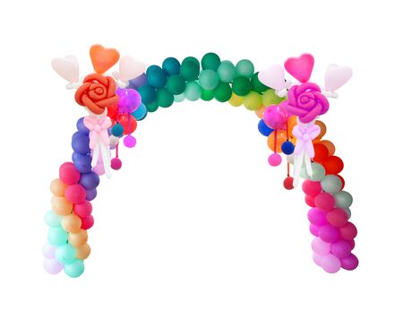 Arch of balloon art isolated on white background.の写真素材