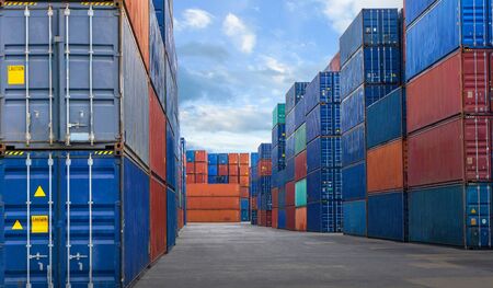 Container yard in the business of import-export industryの写真素材