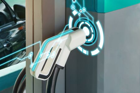 EV fuel Plug Charger technology for electric vehicle hybrid car.の写真素材