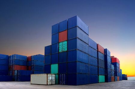 Container yard in the business of import-export industryの写真素材