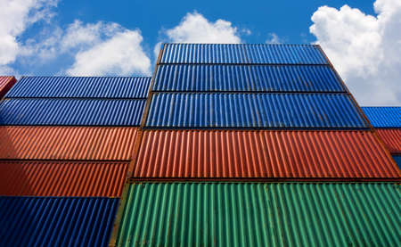 low angle view of Container Background for Logistic Import Export business concept design.