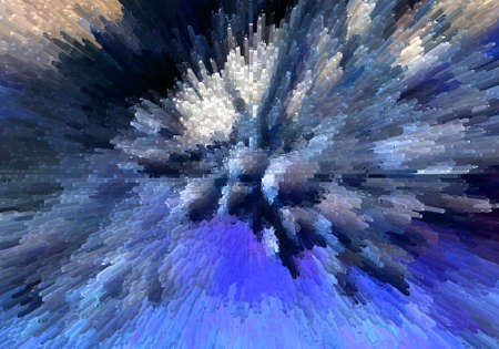 Blue and white abstract geometric background with square extrude, 3D illustration.の写真素材