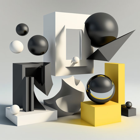 Abstract 3d composition minimalistic style. 3D rendering.の素材