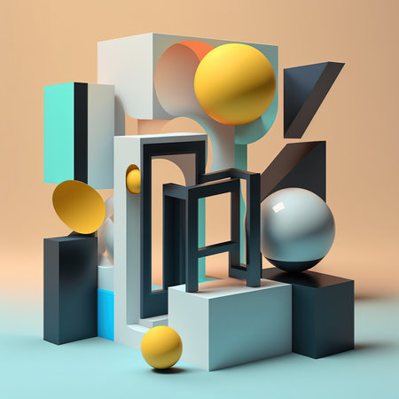 Abstract 3d composition minimalistic style. 3D rendering.の素材