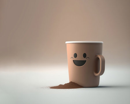 Cute coffee cup in minimal style. 3D Rendering.の素材