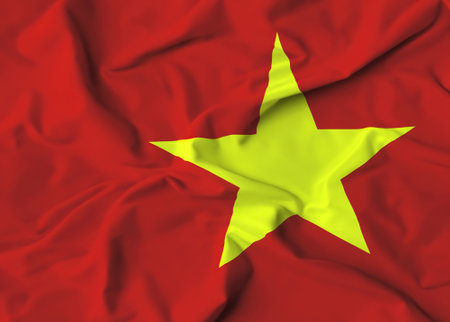 Vietnam flag background on fluttering fabric background.の素材