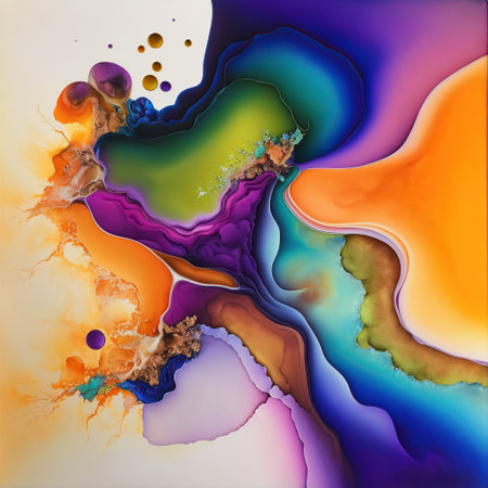 Abstract colorful painting alcohol inksの素材