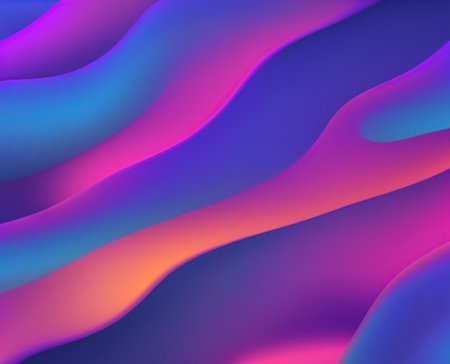 abstract fluid iridescent holographic curved wave in motion colorful 3d render gradient design background.の素材
