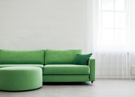 Luxurious green sofa in modern room, interior designの素材