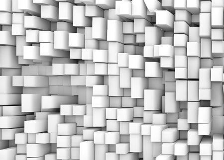 Modern and Stylish: Contemporary Art with 3D Geometric Shapes on White Background, Visual Impact.の素材