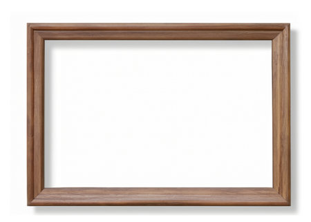 Vintage Wooden Frame on White Background: Antique, Rustic Border for Nostalgic Photography and Classic Interior Decor.の素材