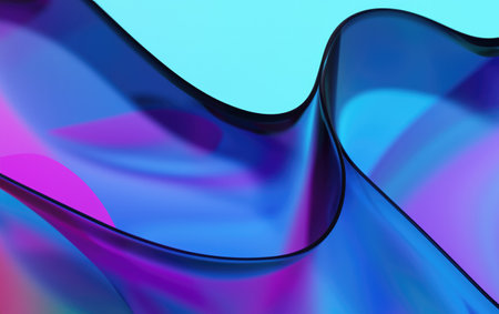 Futuristic Design: Multicolored Curved Object in Abstract Blue Glass Wallpaper, a Creative and Contemporary Visual Conceptの素材