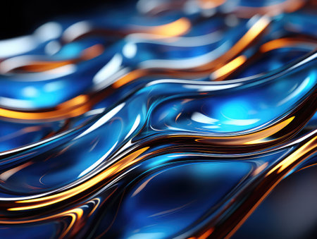 "Futuristic Blue Glass Wallpaper: Abstract 3D Render - Modern Design"の素材