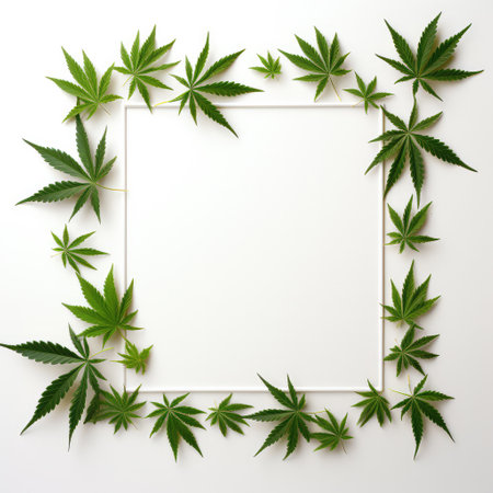 "Cannabis Leaves Frame: Natural Herbal Medicine | White Background"の素材
