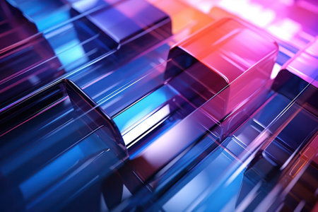 "Futuristic Glassy Transparence: 3D Render Abstract Background - Evoking a Vision of Technological Elegance"の素材