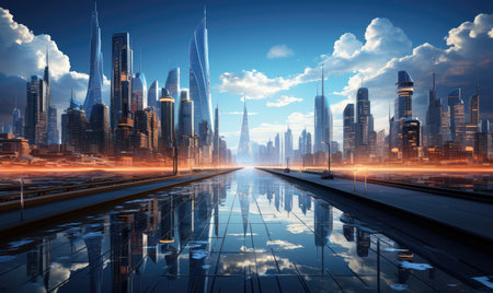 "Metropolis of Tomorrow: A Visionary Glimpse into the Futuristic Cityscape"の素材