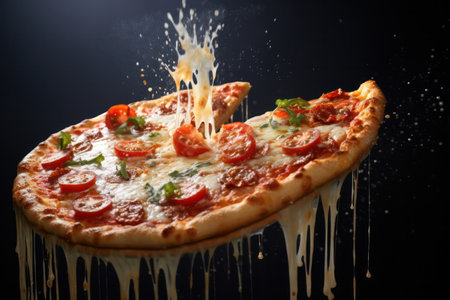 "Levitating Delight: Tempting Pizza Suspended in Mid-Air, an Irresistible Culinary Spectacle"の素材