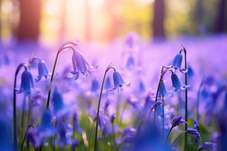 "Bluebell Bliss: A Field of Vibrant Blue Blossoms, Nature's Symphony in Shades of Azure"の素材