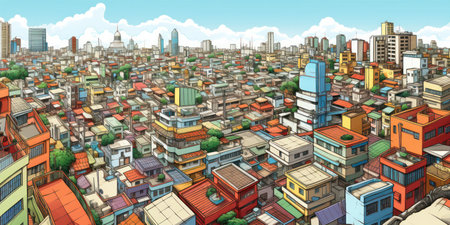 "Bangkok in Colors: Basic Illustration Captures the Vibrance of the Cityscape"の素材